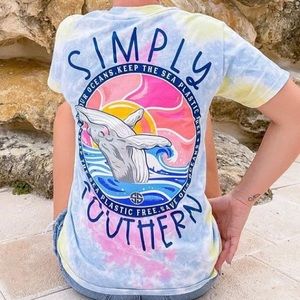 Simply Southern Tie Dye Whale Tshirt NWT Medium Multicolor Pastel